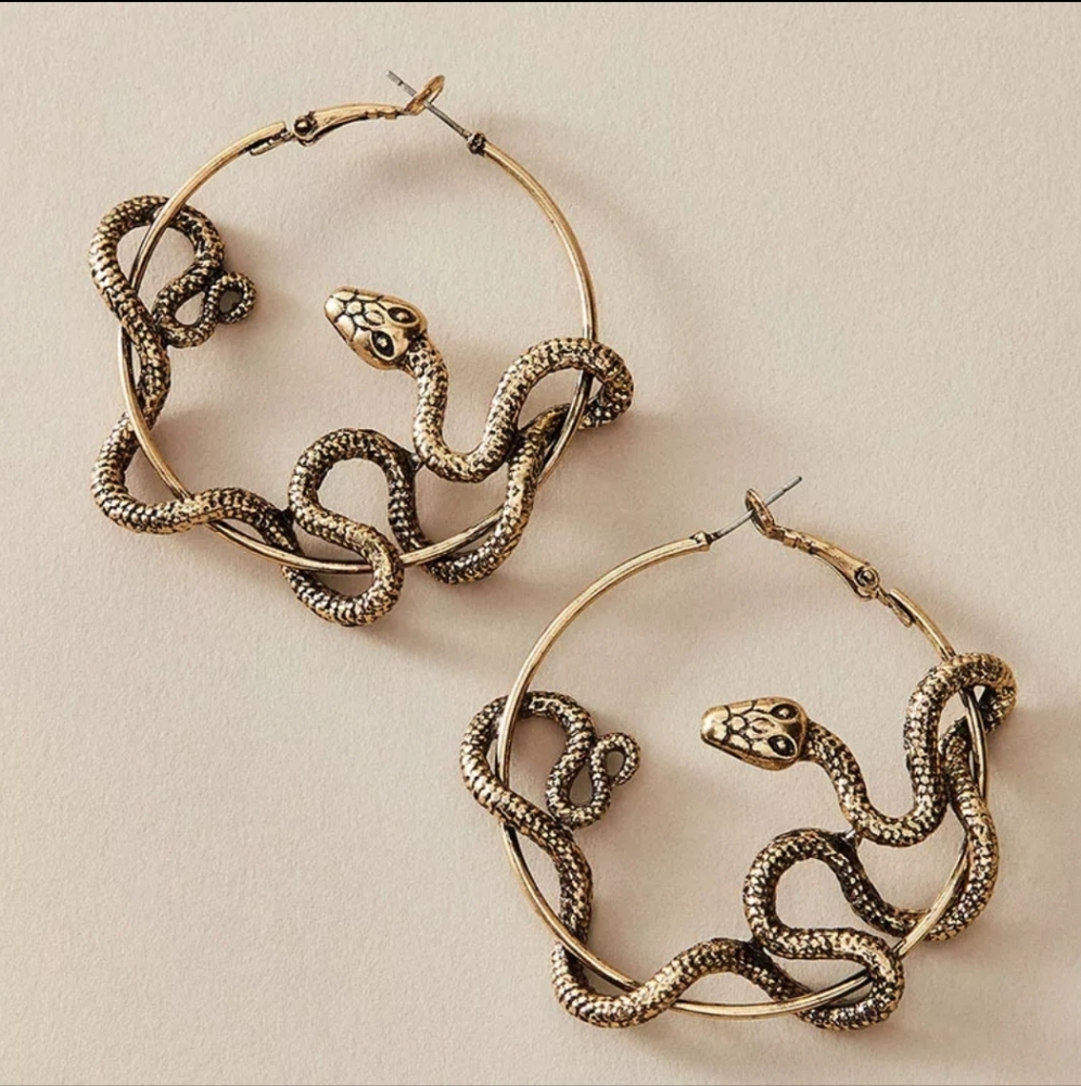 Antique Bronze Snake Serpent earings